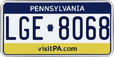 PA license plate LGE8068