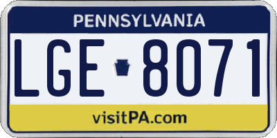 PA license plate LGE8071