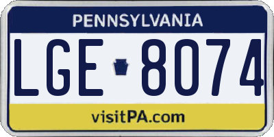PA license plate LGE8074
