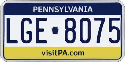 PA license plate LGE8075