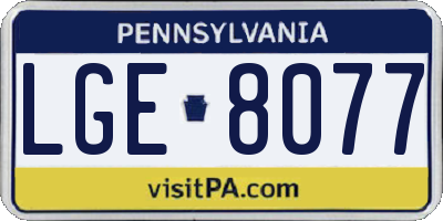 PA license plate LGE8077