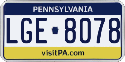 PA license plate LGE8078