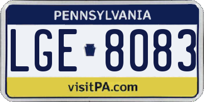 PA license plate LGE8083