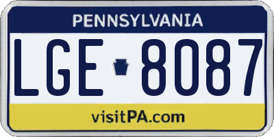PA license plate LGE8087