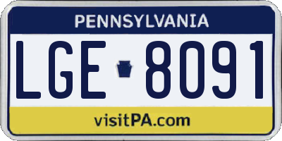 PA license plate LGE8091