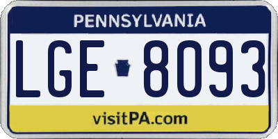 PA license plate LGE8093