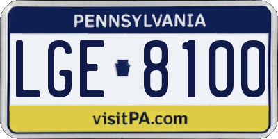 PA license plate LGE8100