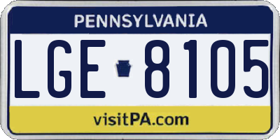 PA license plate LGE8105