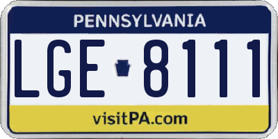 PA license plate LGE8111