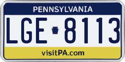 PA license plate LGE8113