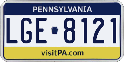 PA license plate LGE8121