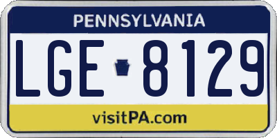 PA license plate LGE8129