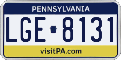 PA license plate LGE8131
