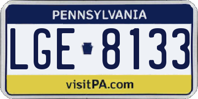 PA license plate LGE8133