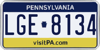PA license plate LGE8134