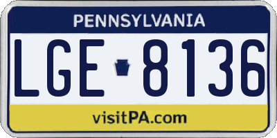 PA license plate LGE8136