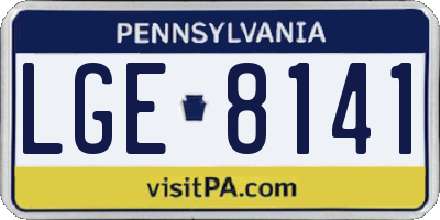 PA license plate LGE8141