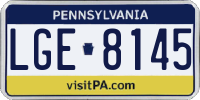 PA license plate LGE8145