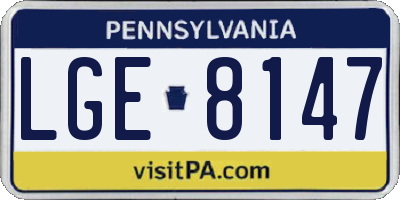 PA license plate LGE8147