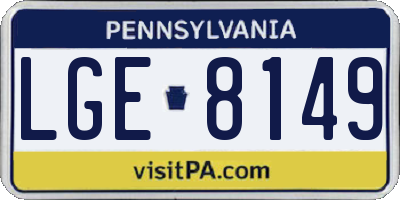 PA license plate LGE8149