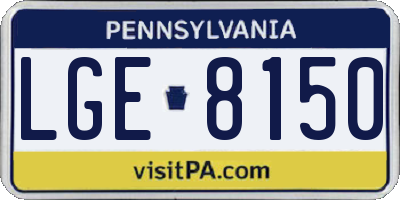 PA license plate LGE8150