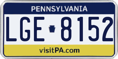 PA license plate LGE8152