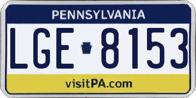 PA license plate LGE8153