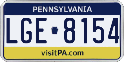 PA license plate LGE8154