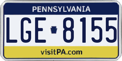 PA license plate LGE8155