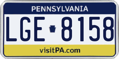 PA license plate LGE8158
