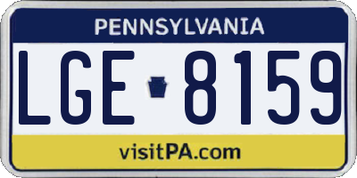 PA license plate LGE8159