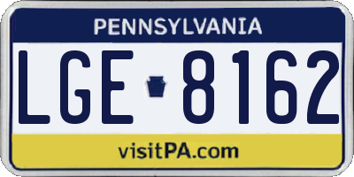 PA license plate LGE8162