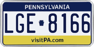 PA license plate LGE8166