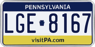 PA license plate LGE8167