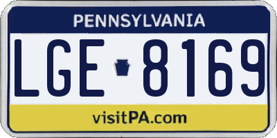 PA license plate LGE8169