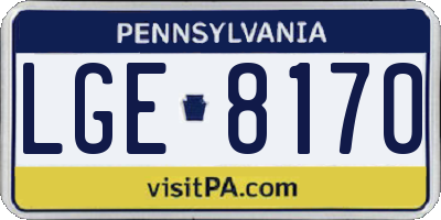 PA license plate LGE8170