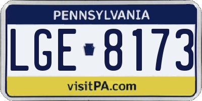 PA license plate LGE8173