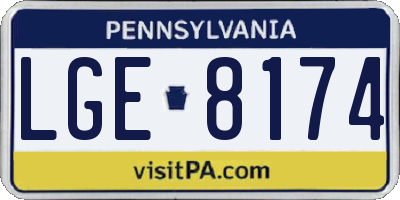 PA license plate LGE8174
