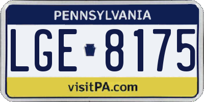 PA license plate LGE8175