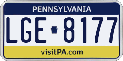 PA license plate LGE8177