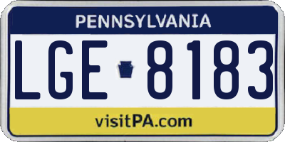 PA license plate LGE8183