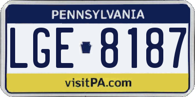 PA license plate LGE8187