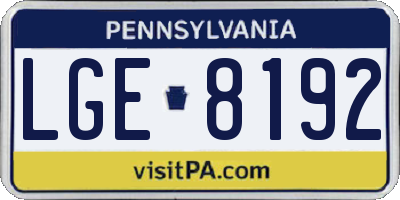PA license plate LGE8192
