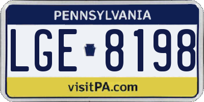 PA license plate LGE8198