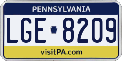 PA license plate LGE8209