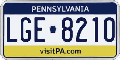 PA license plate LGE8210
