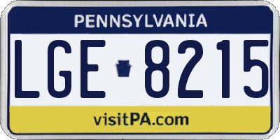 PA license plate LGE8215