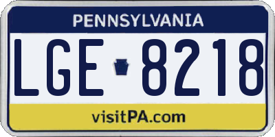 PA license plate LGE8218