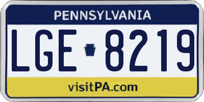PA license plate LGE8219