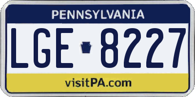 PA license plate LGE8227